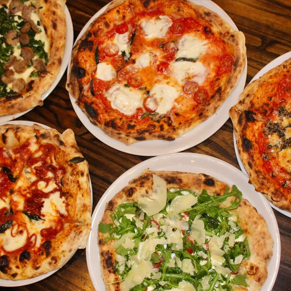 Variety of neopolitan style pizzas