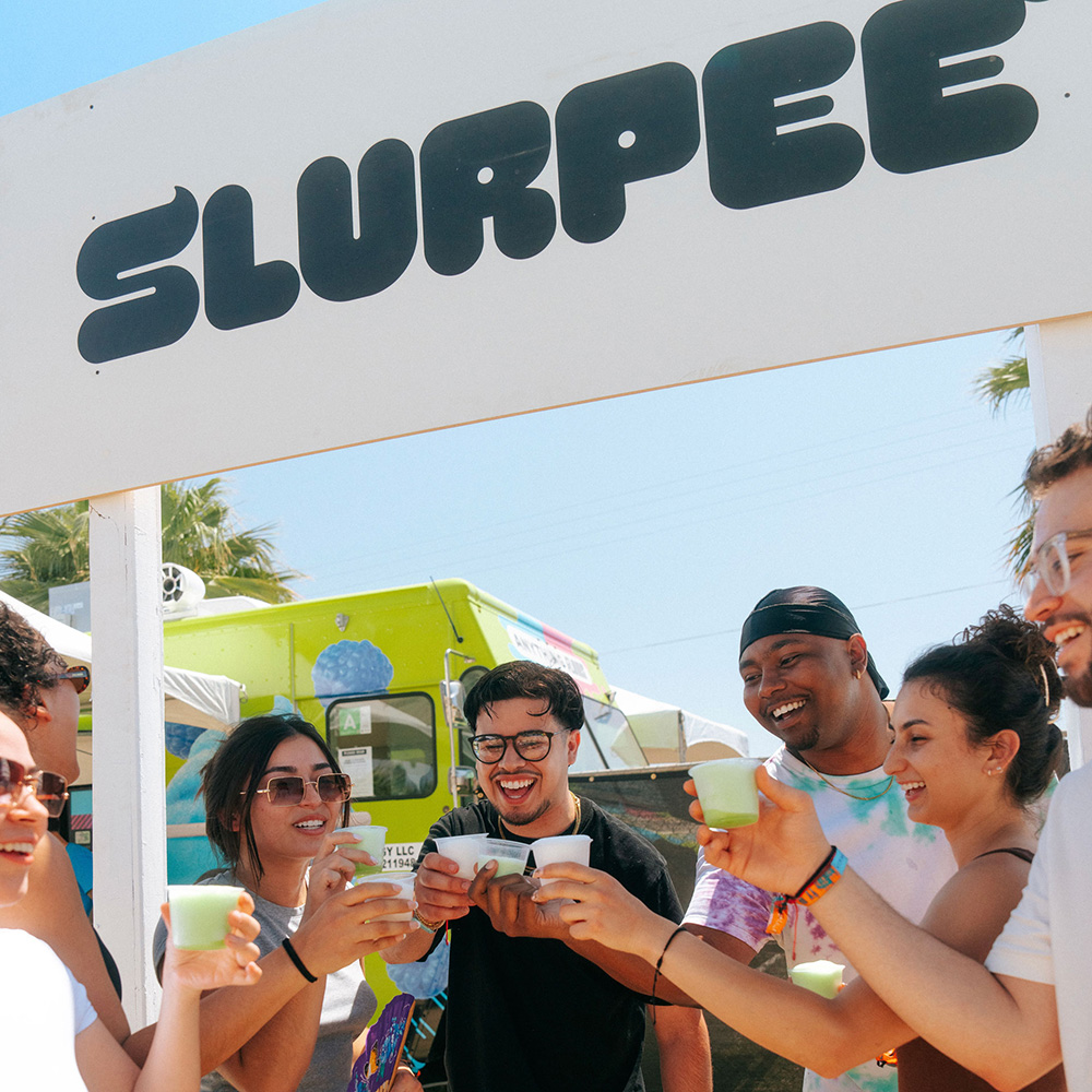 Festival attendees enjoying Slurpees