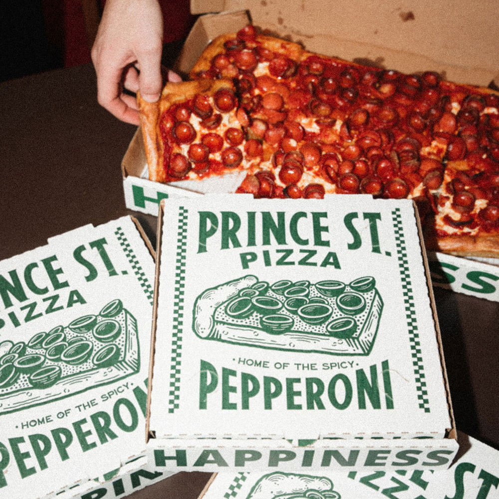 Prince St. pepperoni pizzas