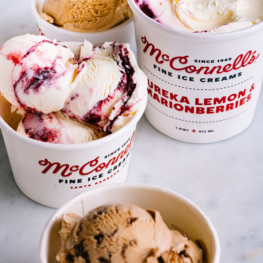 Variety of ice cream pints